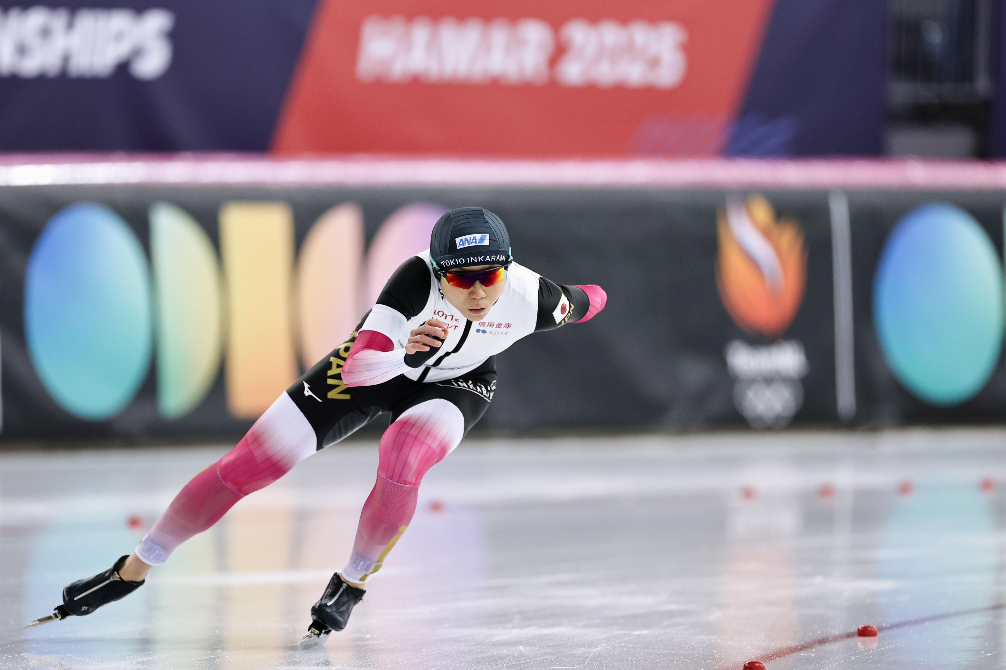 高木美帆 スピード世界距離別最終日 　女子１５００㍍で滑走する高木美帆。４位となった＝ハーマル（共同）